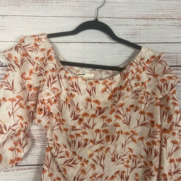 Maje Laurane One shoulder floral print popover size small blouse - Picture 6 of 9
